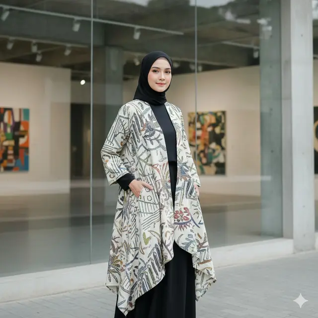 9 Model Outer Batik Panjang Motif Modern Cocok untuk Layering Hijabers yang Modis