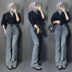 Jeans Cutbray Highwaist Wanita Celana Jeans Wanita Celana Cutbray Stretch Import Celana Jeans Highwaist